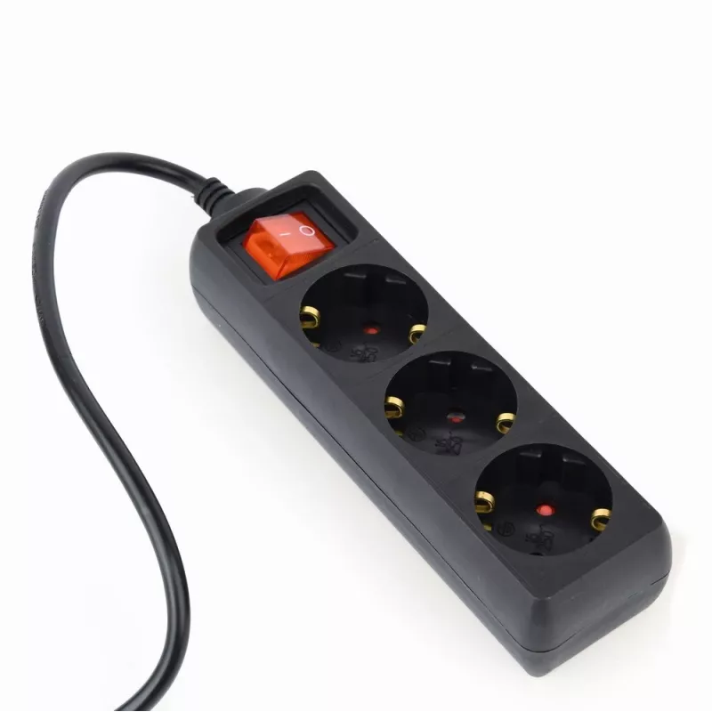 Gembird EG-PSU3-01 Prolunga di alimentazione 0,6 m 3 uscite AC per interni nero