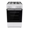 Cucina a gas freestanding con forno Gorenje GG5A10WFFM — piano cottura a 4 fuochi, forno da 70 l, superficie smaltata, bianca