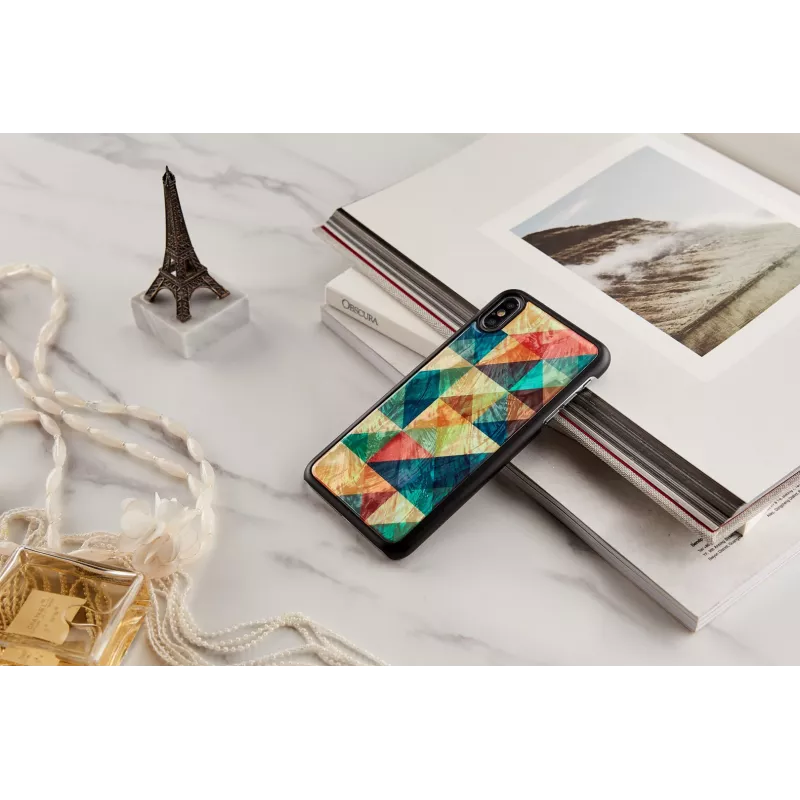 Custodia per cellulare iKins per iPhone XS Max — motivo mosaico, nero
