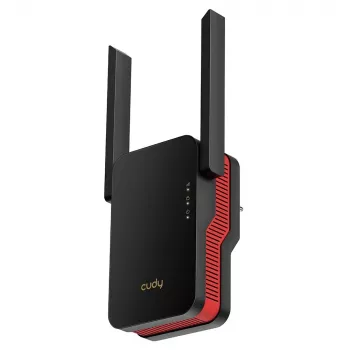 Ripetitore di segnale Wi‑Fi Cudy RE3000 2400–5000 MHz, 802.11ax/ac/n/g/b/a, Ethernet 100 Mbps, antenna esterna, nero/rosso