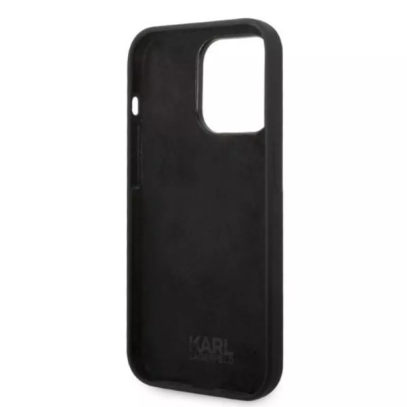 Karl Lagerfeld Soft Cover Silicone RSG Black per Apple iPhone 14 Pro KLHCP14LSRSGRCK