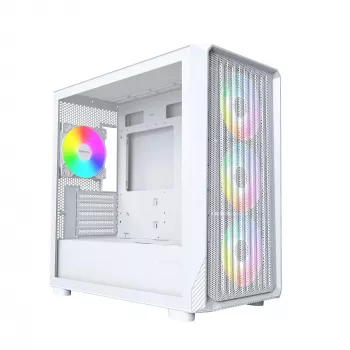 Case PC Montech X5M (W) Micro Tower, bianco — Micro-ATX/Mini-ITX, supporta alimentatori ATX, 3x120 mm anteriori, 1x120 mm posteriori, 2 alloggiamenti 3,5
