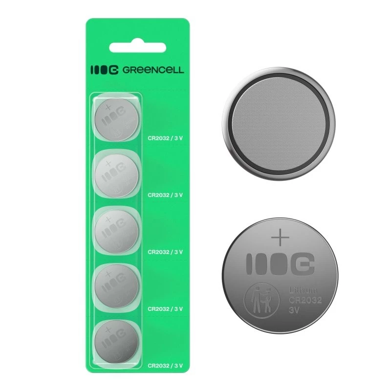 Batteria a bottone Green Cell CR2032 3V — confezione da 5