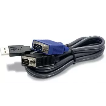 TRENDnet TK CU10 - cavo tastiera / video / mouse (KVM) - USB Type A, 4 pin, HD-15 (M) - HD-15 (M) - 3,1 m - nero (TK-CU10)
