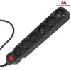 Prolunga elettrica MACLEAN MCE225 — cavo 1,5 m, 6 prese AC Type F, per interni, nero
