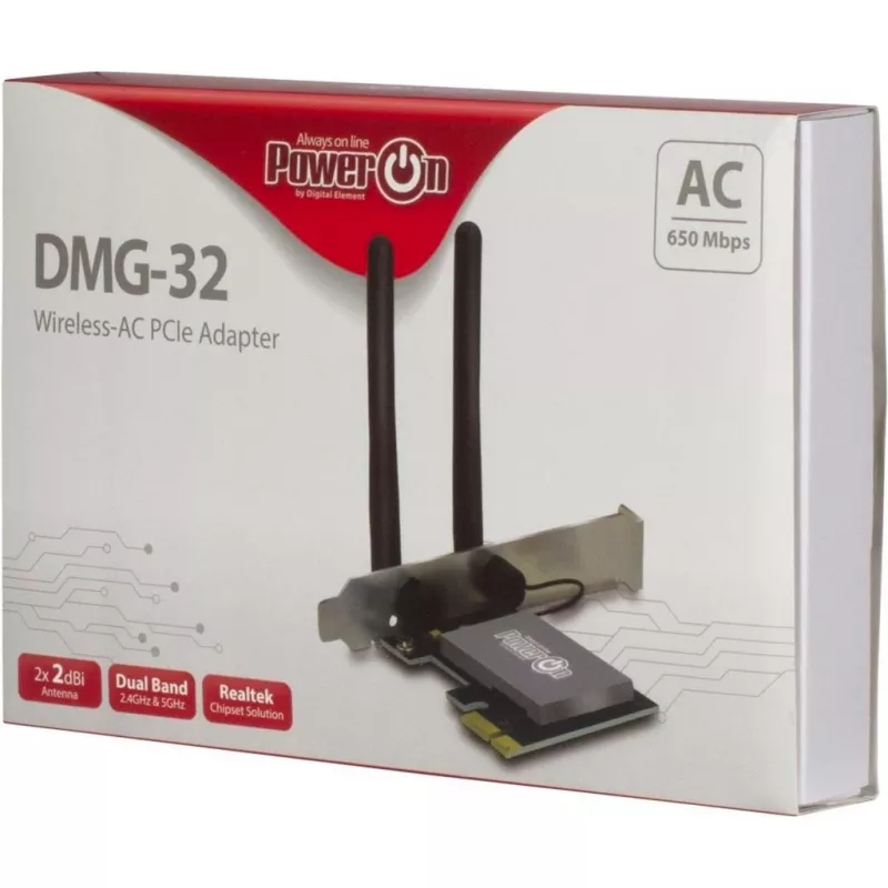 Inter-Tech DMG-32 - integrato - senza fili - PCI Express - Wi-Fi - 650 Mbit/s - nero - argento (88888148)