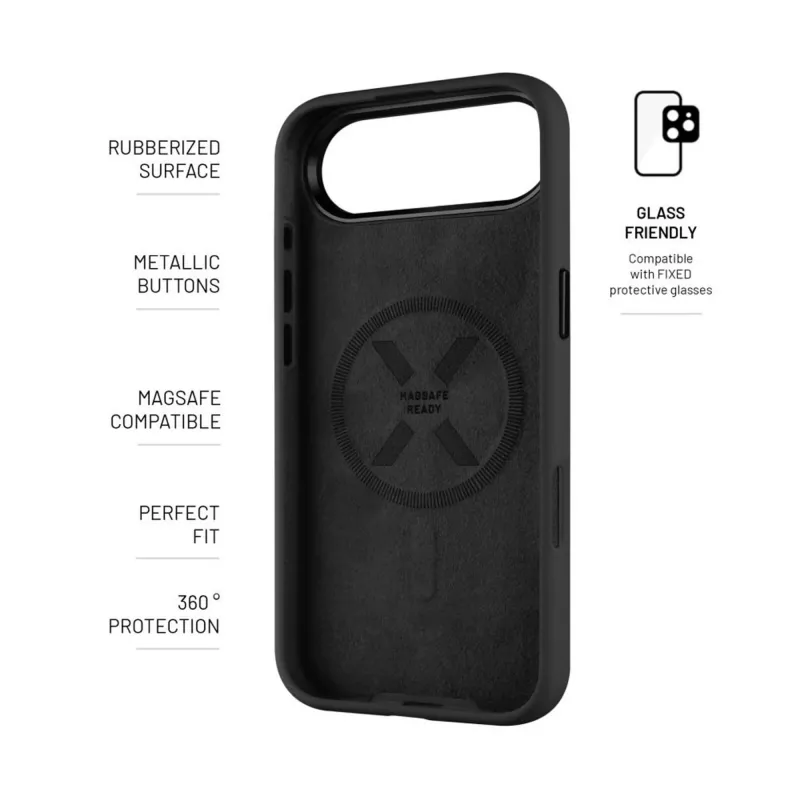 Cover posteriore per cellulare FIXED MagFlow per Apple iPhone Air, silicone liquido, nero