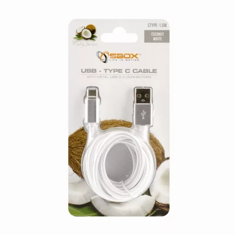 Sbox USB-TYPEC-15W USB->Type C M/M 1,5 m bianco cocco