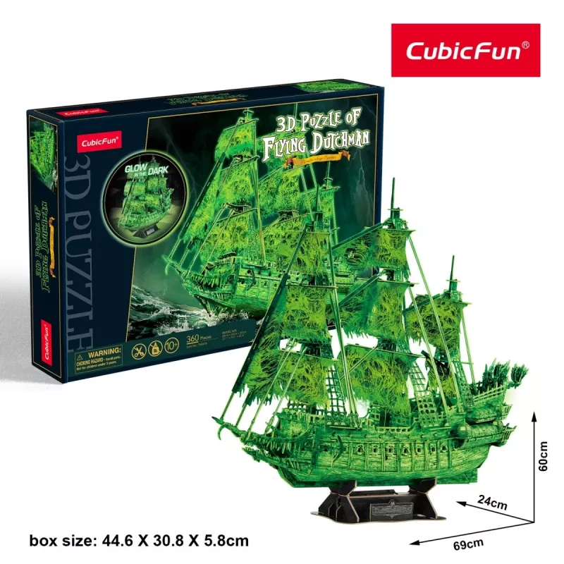 Puzzle 3D modello Olandese Volante, che brilla al buio, cubicfun 306-T4041H
