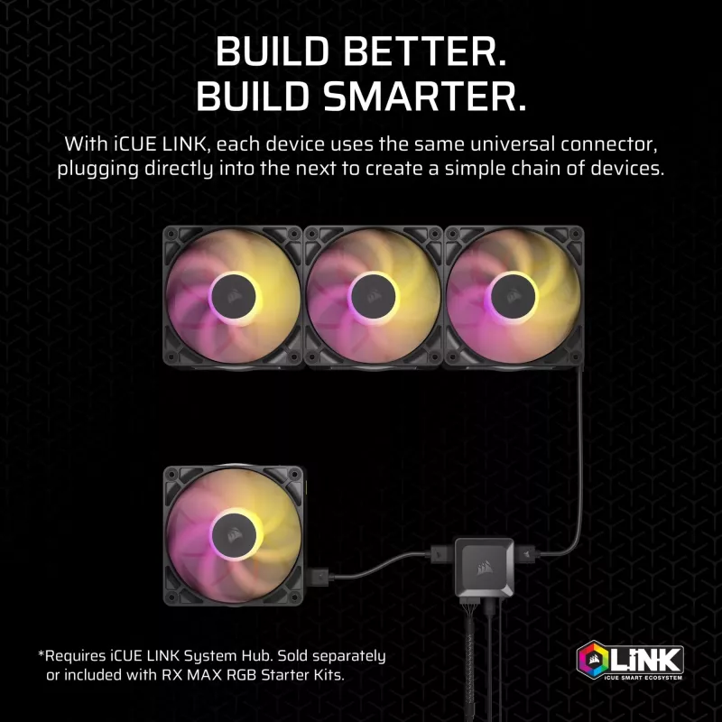 Ventola Corsair iCUE LINK RX140 MAX RGB 14 cm nero 300–1600 giri/min