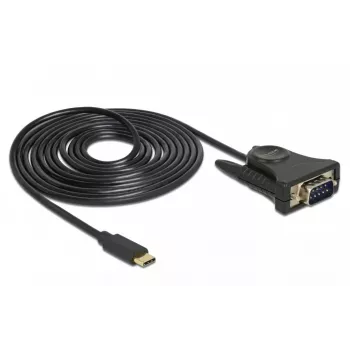Delock 62964 Adattatore da USB-C a seriale DB9 RS-232, 1,8 m, nero