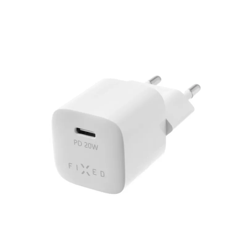Caricabatterie da viaggio USB-C FIXED FIXC20M-CL-WH con cavo USB-C su Lightning integrato, 20W