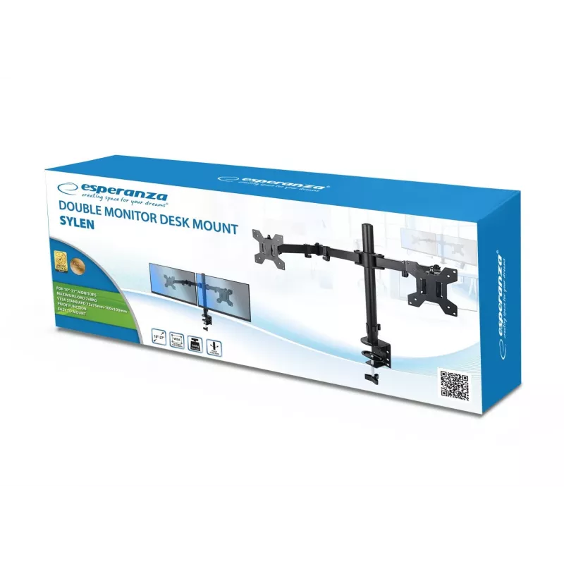 Esperanza ERW018 supporto da tavolo per due monitor 10-27