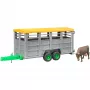 Rimorchio per animali con 1 modello di mucca accessorio, BRUDER, scala 1:16, plastica, verde/grigio