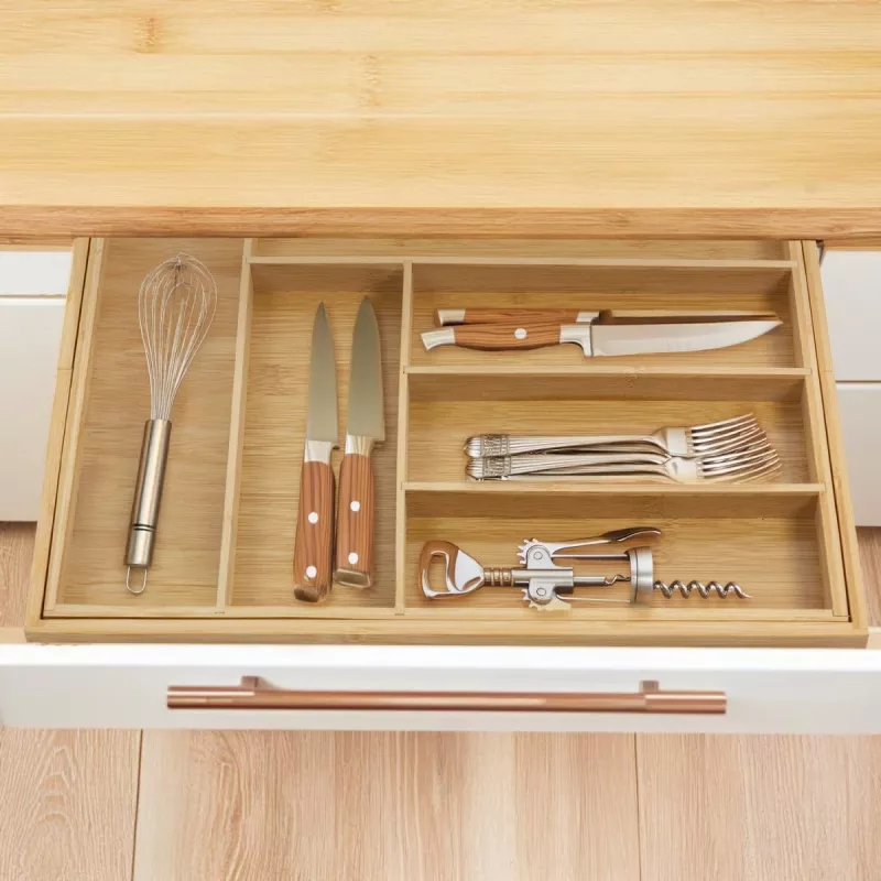 Organizer per cassetto posate GreenBlue GB379 inserto in bambù con scomparti, superficie naturale