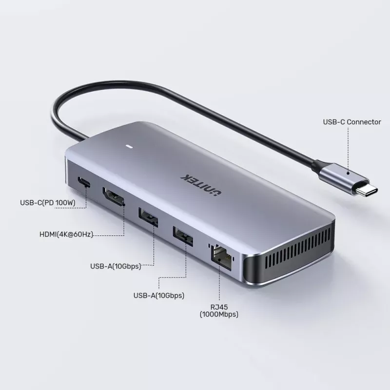 Hub attivo UNITEK USB-C 10GBPS, M.2, HDMI, PD 100W