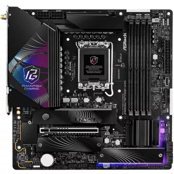 Scheda madre ASRock Phantom Gaming Z890M Riptide WiFi — Intel Z890, LGA1851, microATX, DDR5, 4x DIMM, 256GB, Wi‑Fi 6E, 2.5Gb LAN