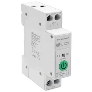 Relè Wi-Fi per guida DIN QOLTEC 50881 — relè commutatore di rete 63A per impianti elettrici
