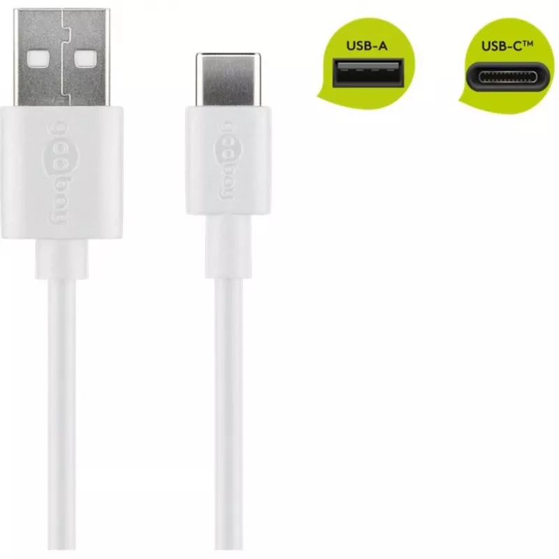 Wentronic 59130 cavo USB 2m USB A USB C connettore maschio connettore maschio bianco (59130)
