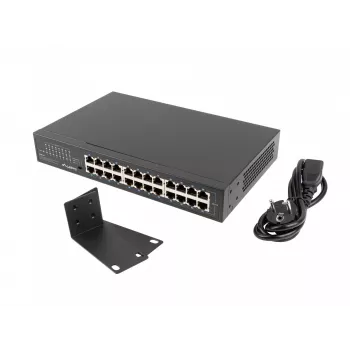 Switch non gestito LANBERG RSGE-24 — 24× Gigabit Ethernet 1U, montaggio a rack, nero