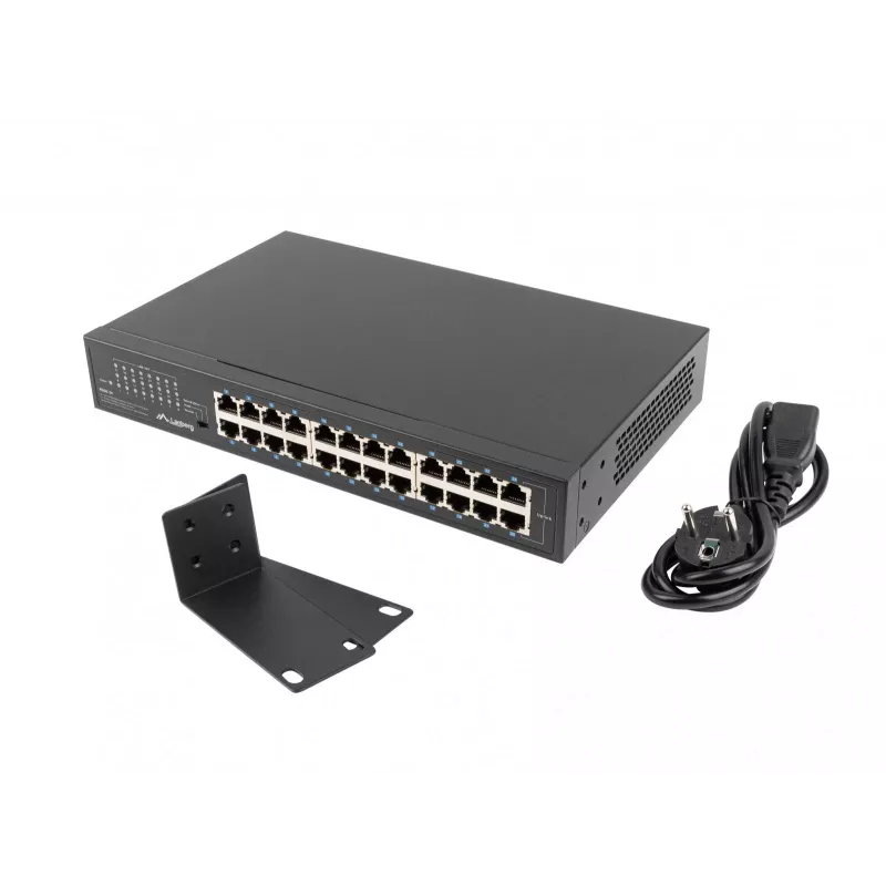 Switch non gestito LANBERG RSGE-24 — 24× Gigabit Ethernet 1U, montaggio a rack, nero