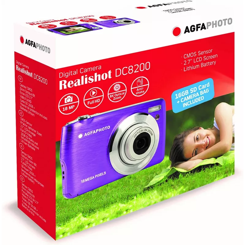 Agfa Photo DC8200 viola + custodia + scheda SD 16 GB