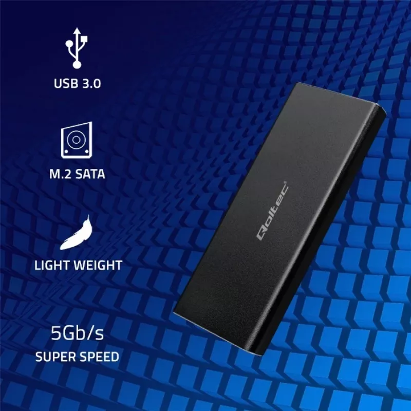 Case per SSD M.2 SATA QOLTEC 51854 USB 3.0 senza attrezzi