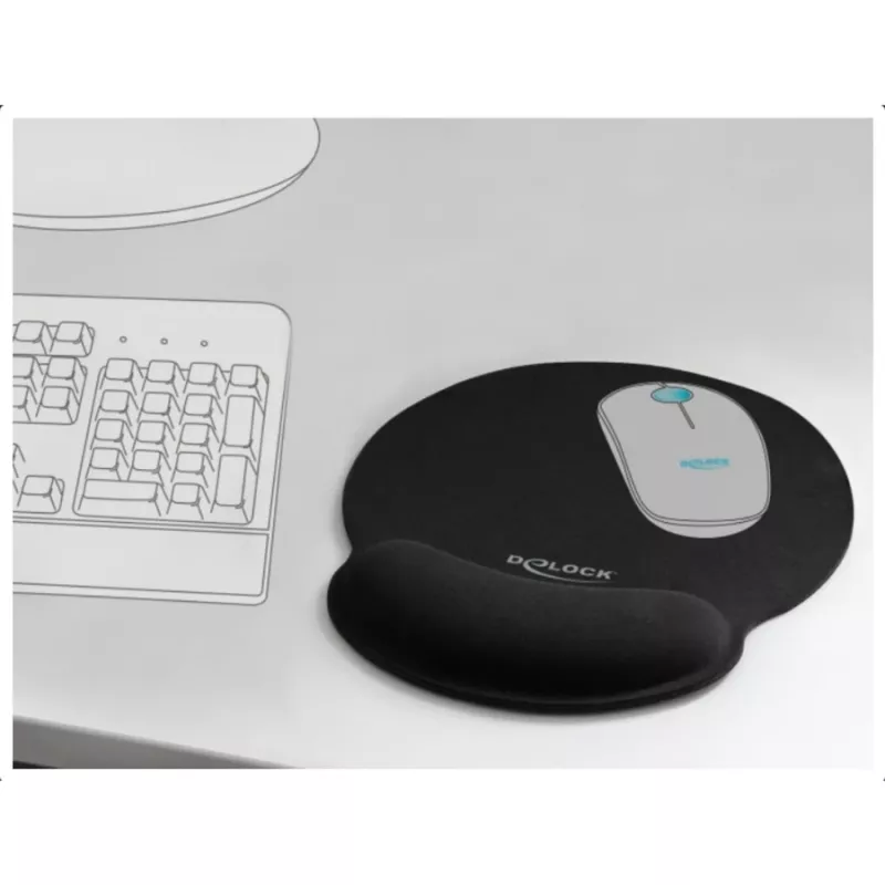 Delock tappetino mouse ergonomico con poggiapolsi nero 252x227 mm