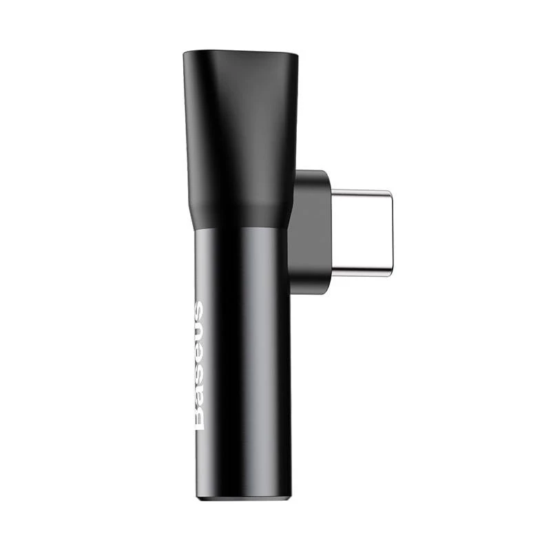 Adattatore audio Baseus USB-C a minijack 3,5 mm + USB-C (nero)