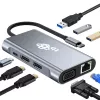 HUB 8in1 adattatore USB C HDMI x2 USB VGA RJ45 PD