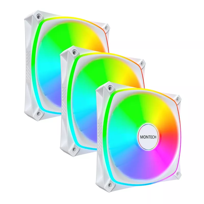 MONTECH RX120 PRO bianco 120mm ARGB Reverse Blade confezione da 3