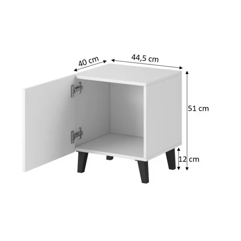 Set comodini cama meble PAFOS, 2 pz., 45×40×51 cm, nero opaco, MDF/truciolare