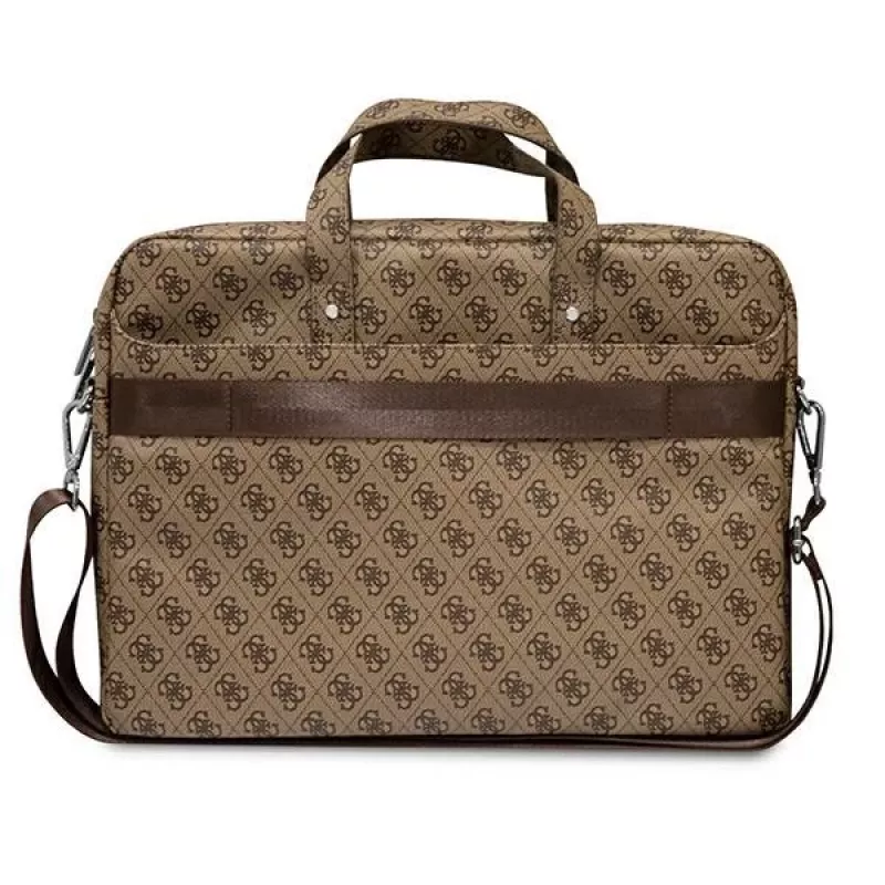 Borsa per laptop GUESS GUCB15P4TW 16 pollici marrone Saffiano con logo triangolo 4G