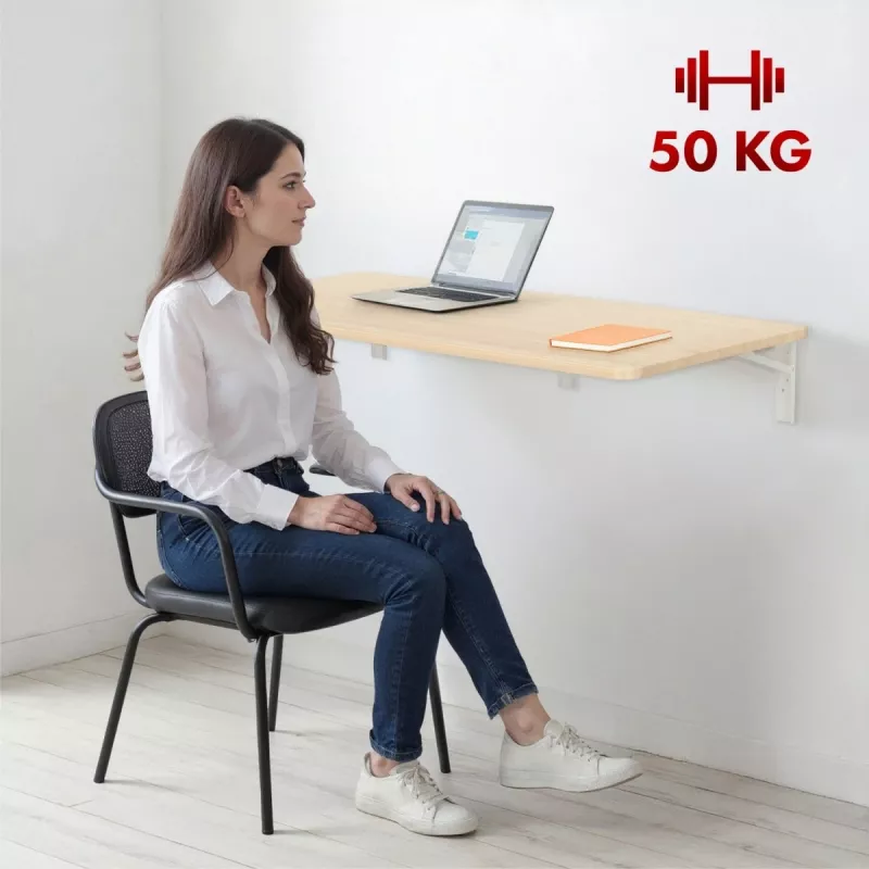 Maclean MC-128WD mensola pieghevole a parete, 100×40 cm, finitura effetto legno