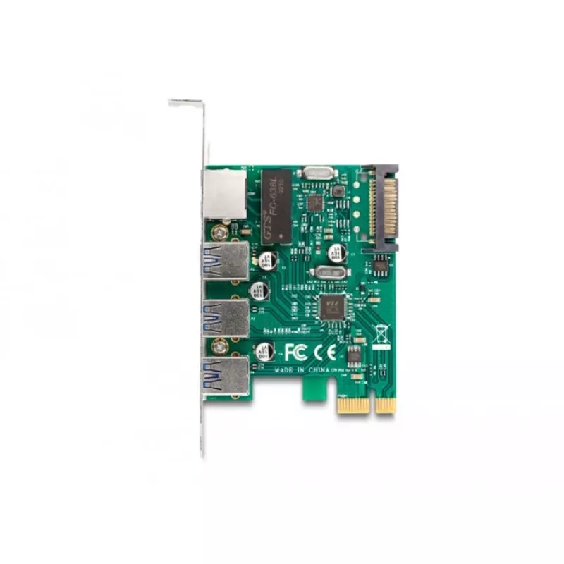 DeLOCK scheda PCI Express x1, 3 x USB 5 Gbps Type-A, 1 x Gigabit LAN