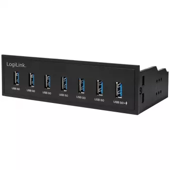 Hub USB 3.0 LogiLink, 7 porte 5,25 pollici interno, con funzione di ricarica rapida - Hub - 6 x SuperSpeed USB 3.0 + 1 x SuperSpeed USB 3.0 (ricarica)