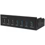 Hub USB 3.0 LogiLink, 7 porte 5,25 pollici interno, con funzione di ricarica rapida - Hub - 6 x SuperSpeed USB 3.0 + 1 x SuperSpeed USB 3.0 (ricarica)