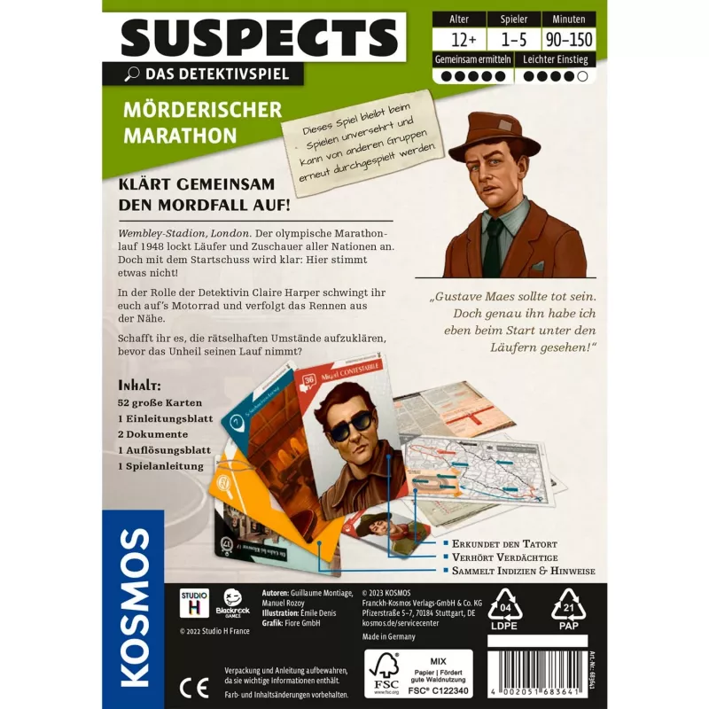 Suspects: Deadly Marathon, gioco di carte