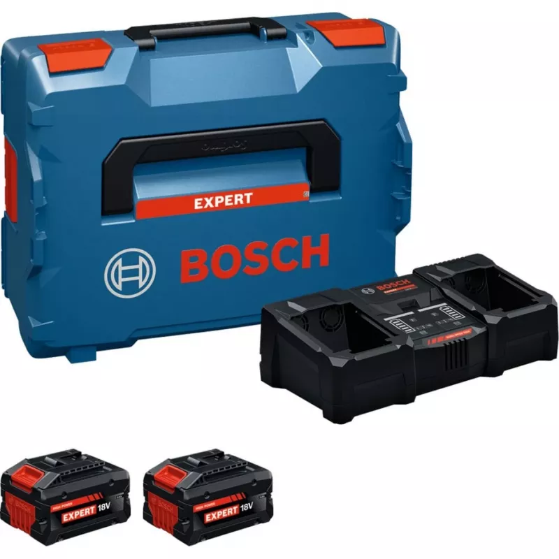 Bosch EXPERT 18V set di avvio con 2 batterie e caricabatterie in L-BOXX