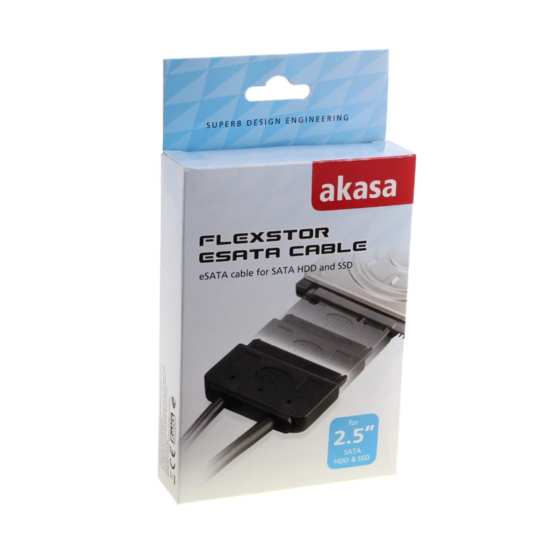 Cavo eSATA Akasa Flexstor per HDD e SSD SATA da 6,40 cm (2.5) (AK-CBSA03-80BK)
