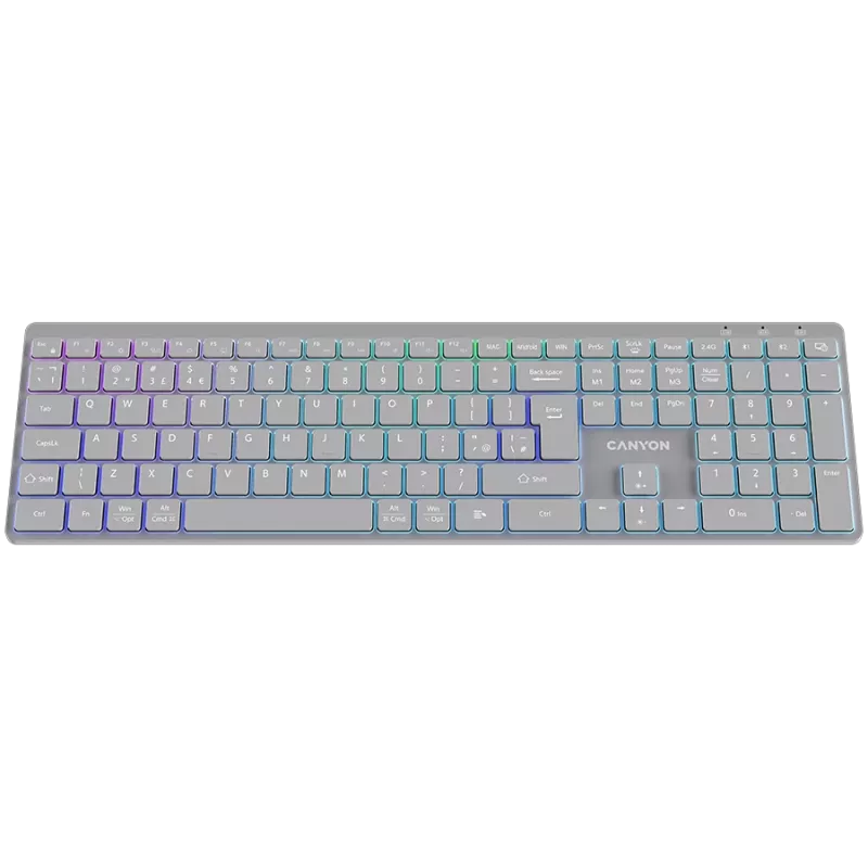 CANYON Tastiera HKB-W11 UK/US RGB dual mode wireless grigio