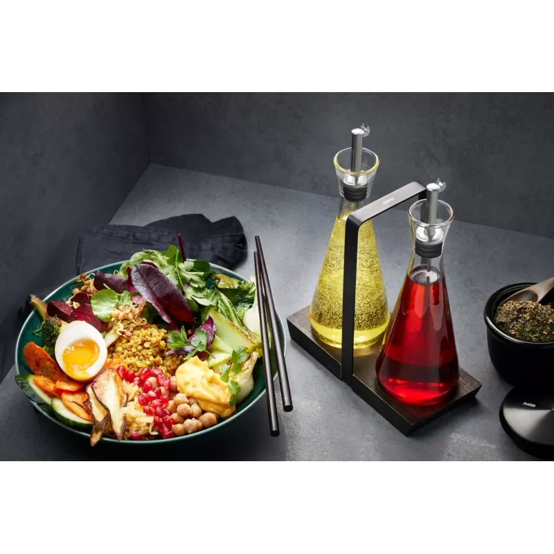GEFU X-PLOSION dosatore olio/aceto 0,25 l vetro, silicone, acciaio inox trasparente