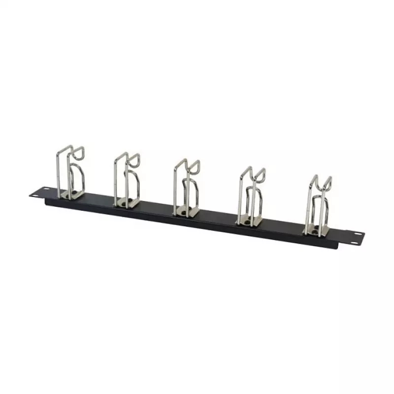 Pannello di gestione cavi per rack 1U metallo con 5 grandi supporti, ALLNET ALL-S0002251, nero