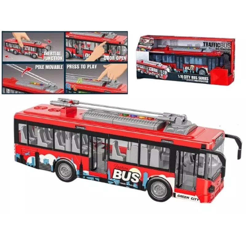 Autobus giocattolo con luci, suoni e porta apribile Madej modello 012865