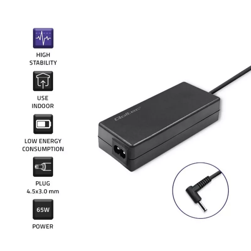 Alimentatore QOLTEC 65W 19V 3,42A per laptop e dispositivi compatibili