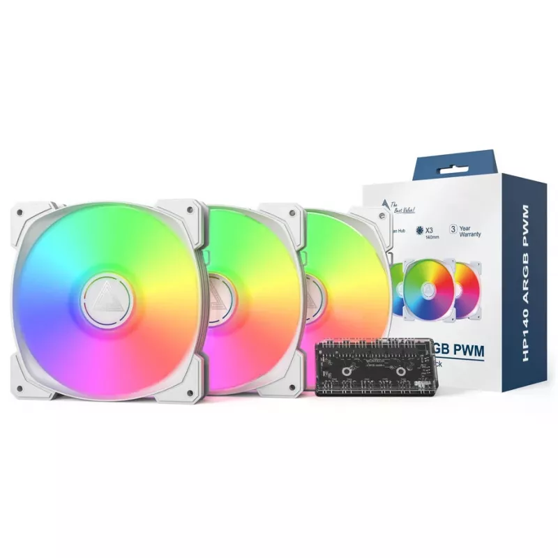 MONTECH HP140 ARGB PWM 140mm bianco confezione da 3