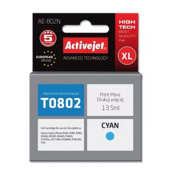 Activejet AE-802N inchiostro, sostituisce Epson T0802, Supreme, 13,5 ml, ciano