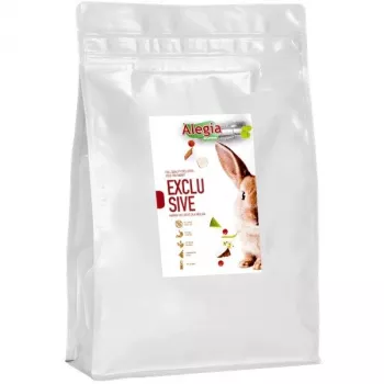 Mangime in pellet per conigli Alegia Exclusive 1,6 kg — alimento completo per conigli adulti, gusto verdure, proteine 15,76 %, fibre grezze 16,3 %