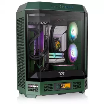 The Tower 600, case tower verde scuro, vetro temperato x 3