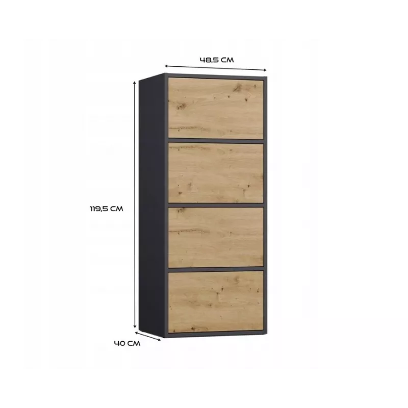 Comodino ALMA, antracite/rovere artisan